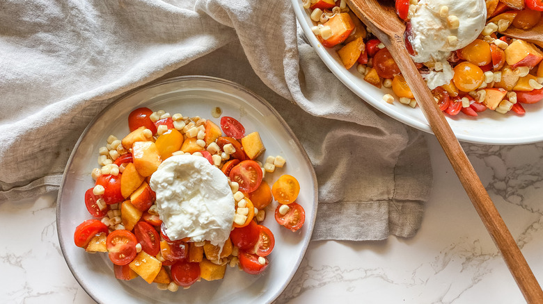 salad and burrata