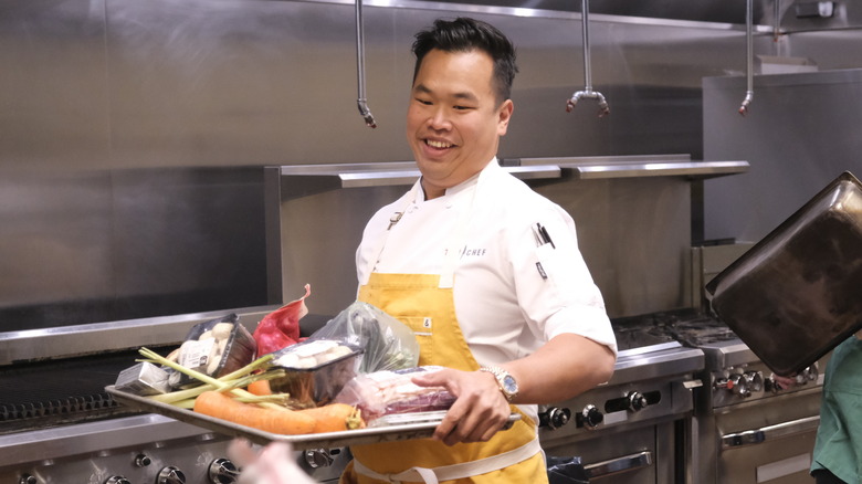 buddha lo with sheet pan of ingredients