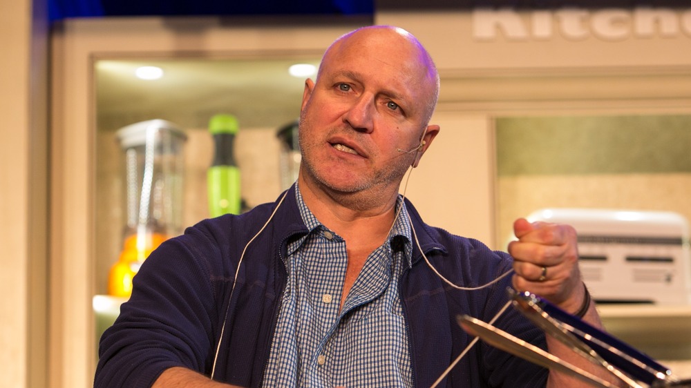 Tom Colicchio during a cooking demonstration