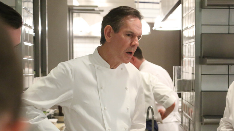 Thomas Keller giving directions in a restaurant kitchen 