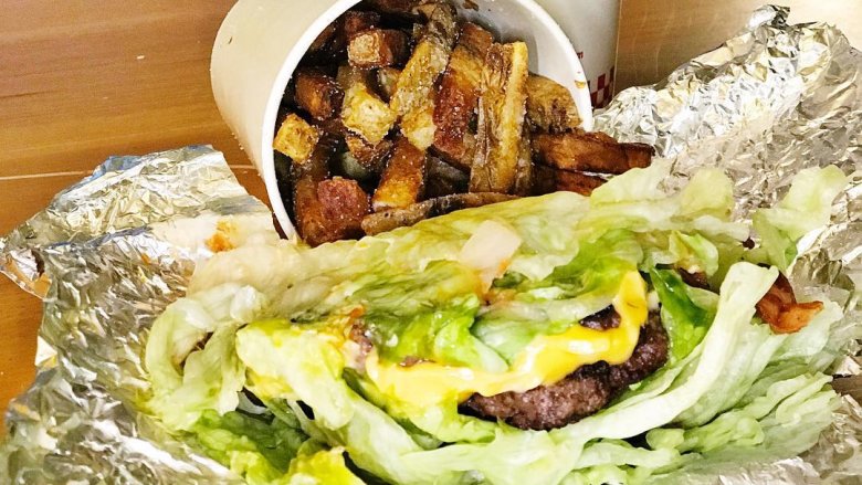 Five Guys gluten-free burger and fries