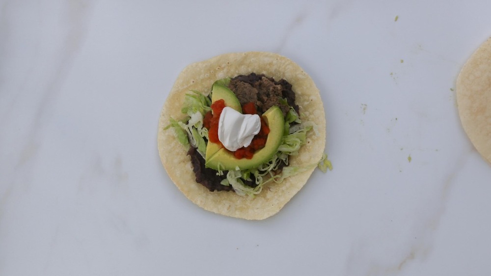 Tostadas being assembled