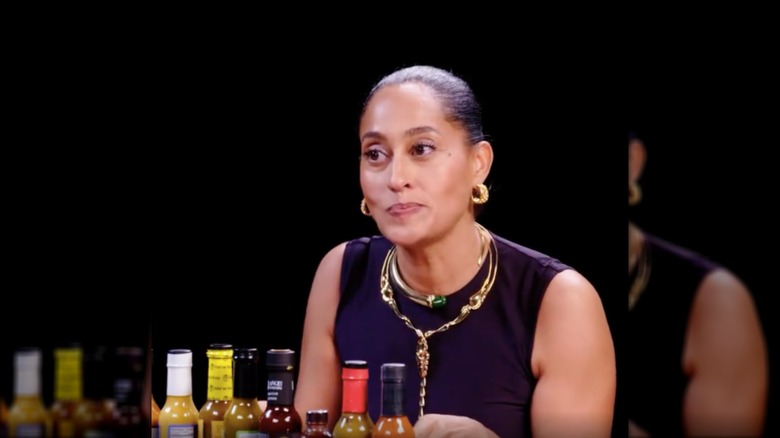 Tracee Ellis Ross trying to compose herself after eating hot wings