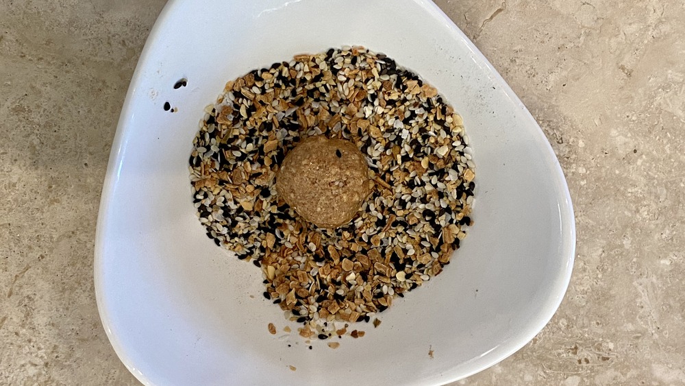 nut butter ball in seasoning