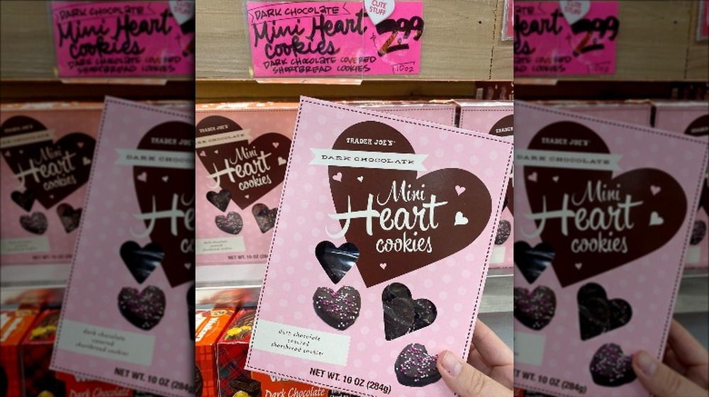 Trader Joe's chocolate covered mini heart cookies