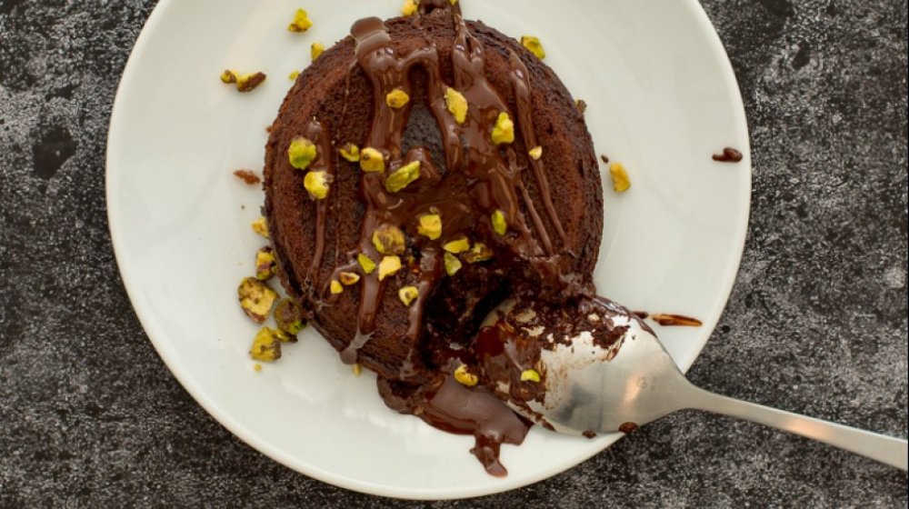 chocolate lava cake with pistachios 