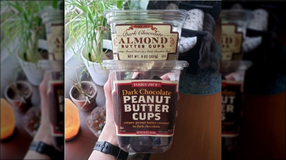 Trader Joe's dark chocolate peanut butter cups container