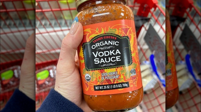 Jar of TJ's organic vodka sauce