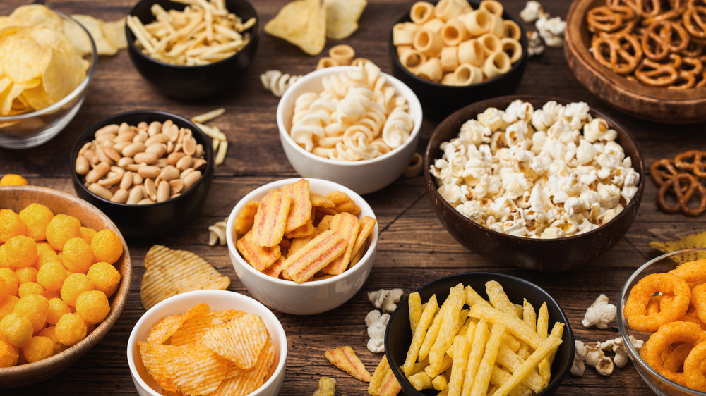 Table full of chips and snacks