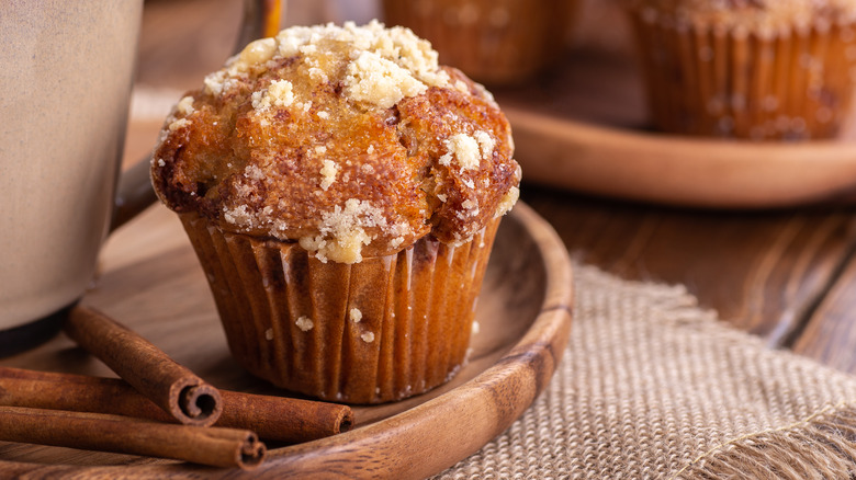 Cinnamon muffin on plate