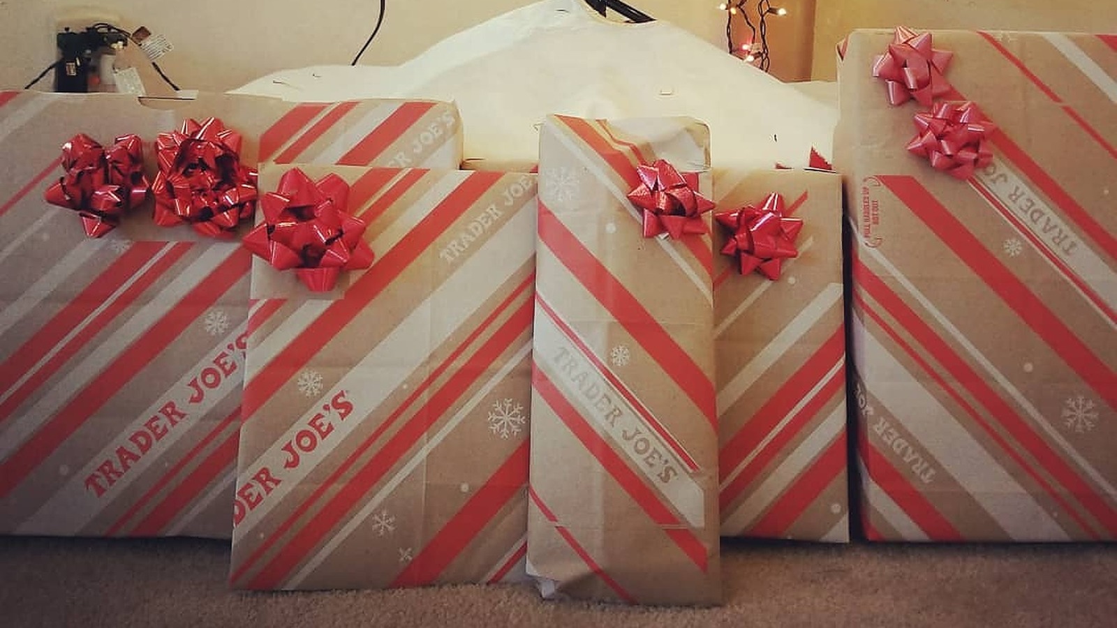 Crafty Parents Use Trader Joe's Bags to Wrap Christmas Gifts