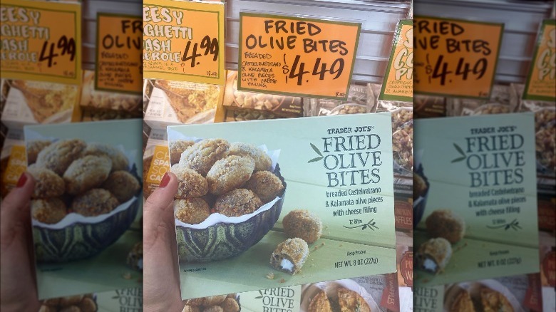 Trader Joe's Fried Olive Bites on store shelves