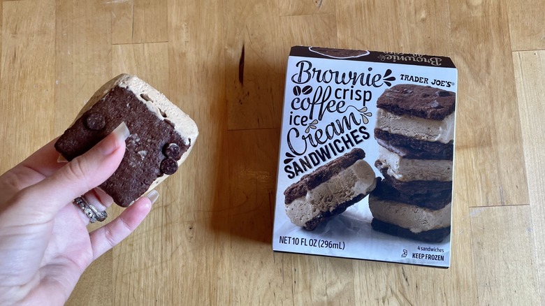 brownie crisp ice cream sandwhich