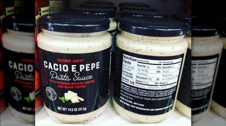 Two jars of Trader Joe's Cacio E Pepe Pasta Sauce