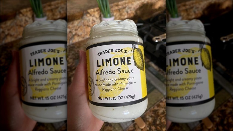 A jar of Trader Joe's Limone Alfredo Sauce