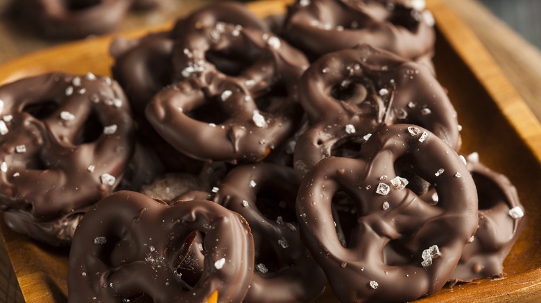 chocolate covered preztels with sea salt