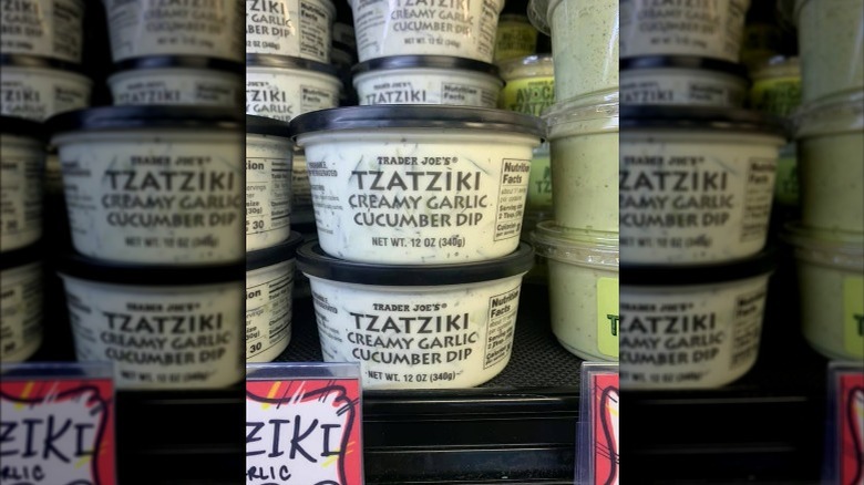 Several containers of Trader Joe's tzatziki sauce