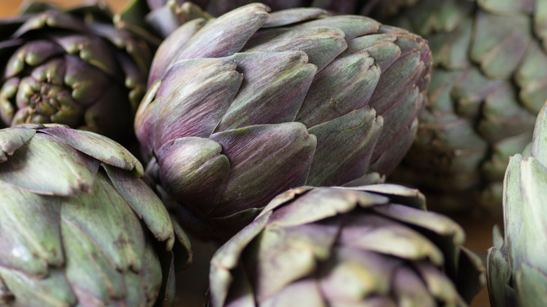 Purple and green artichokes