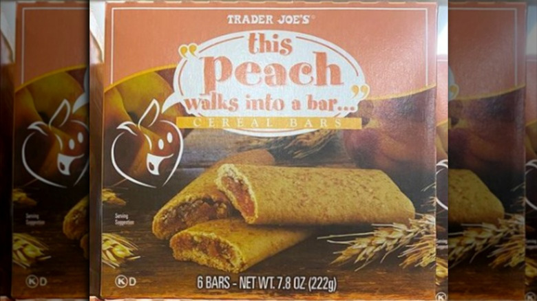 Box of Trader Joe's peach cereal bar