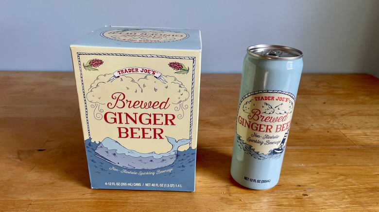 Ginger beer can next to box