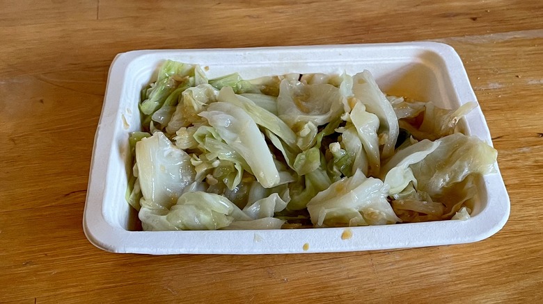 garlic cabbage in disposable tray