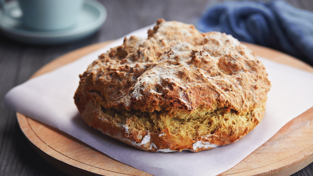 Traditional Irish soda bread on wood