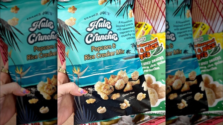 Bag of Trader Joe's hula crunch popcorn & rice cracker mix