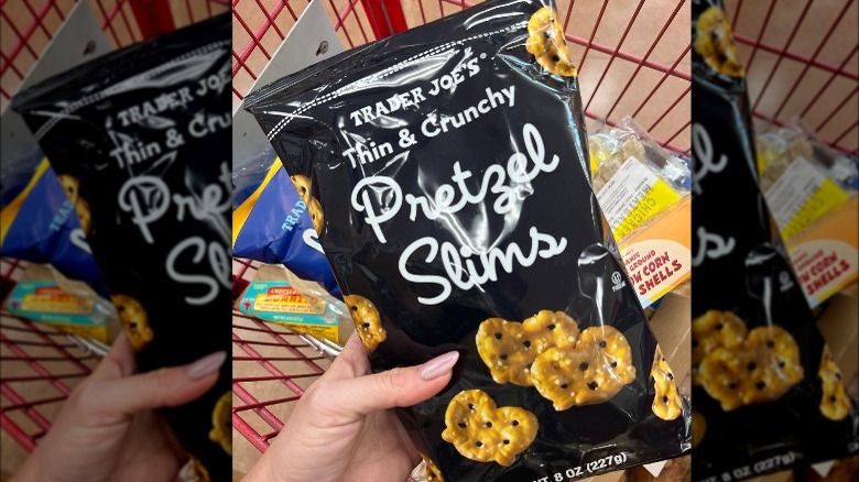 A bag of Trader Joe's Pretzel Slims