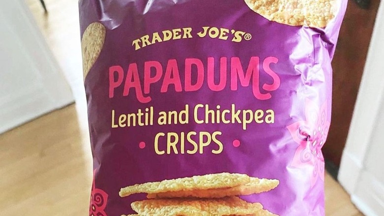 Bag of Trader Joe's Papadums Lentil and Chickpea Crisps