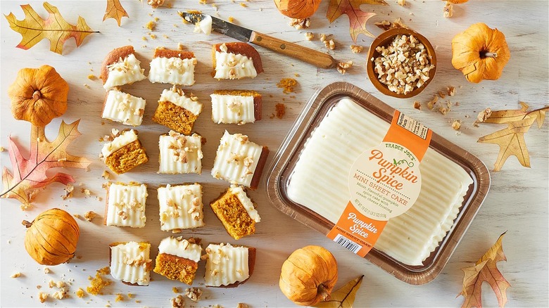 Mini sheet cake with fall decor