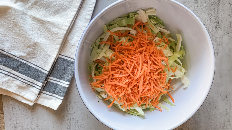 cabbage and carrots in bowl 