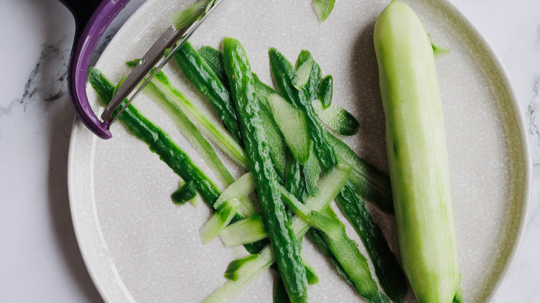 cucumber and peeler with peel