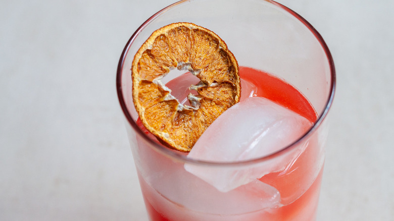 dried orange slice in drink