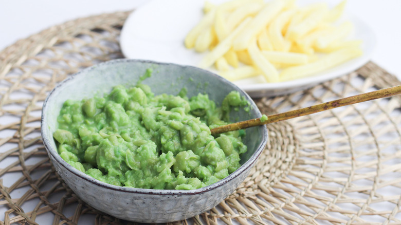 mushy peas in a bowl