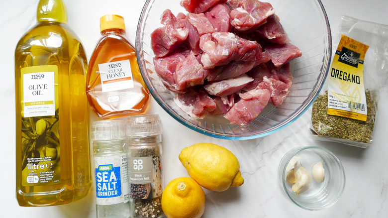 Ingredients for pork souvlaki