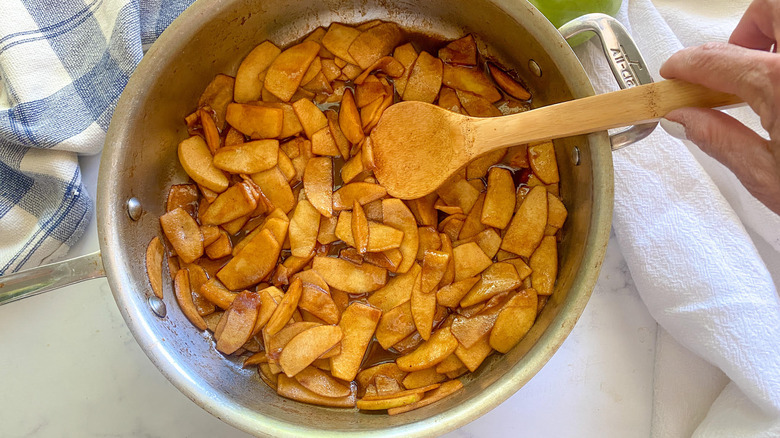 fried apples in a pot 