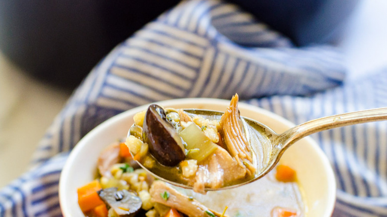 turkey barley soup spoonful