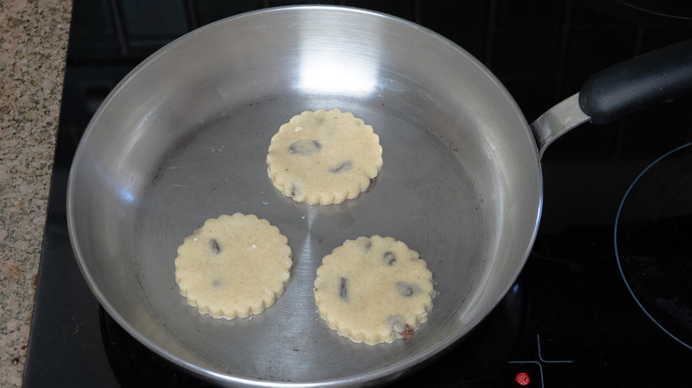 Welsh cakes in frying pan