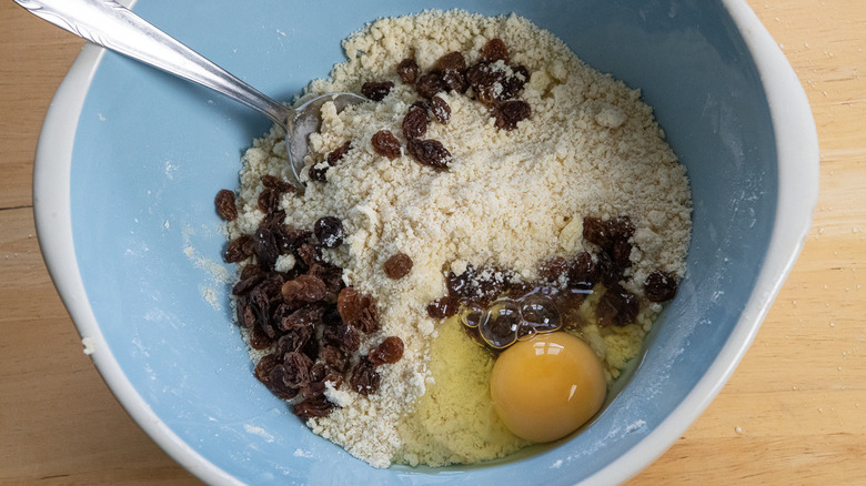 Mixing dough for Welsh cakes