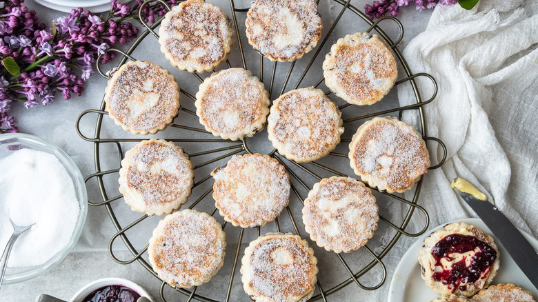 Welsh cakes on cooling rack