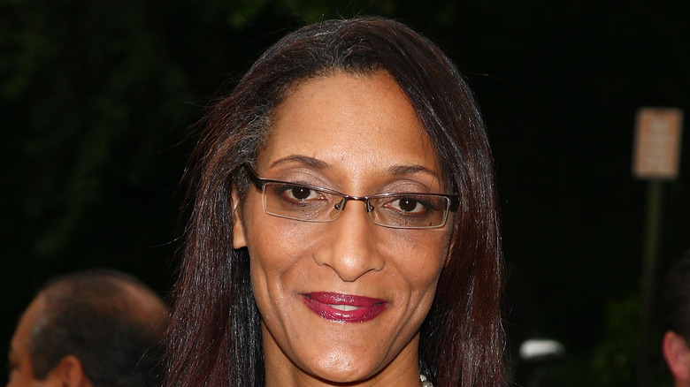 Closeup of Carla Hall wearing narrow framed glasses