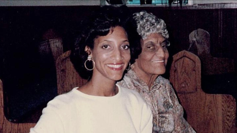 Carla Hall and grandmother pose in church