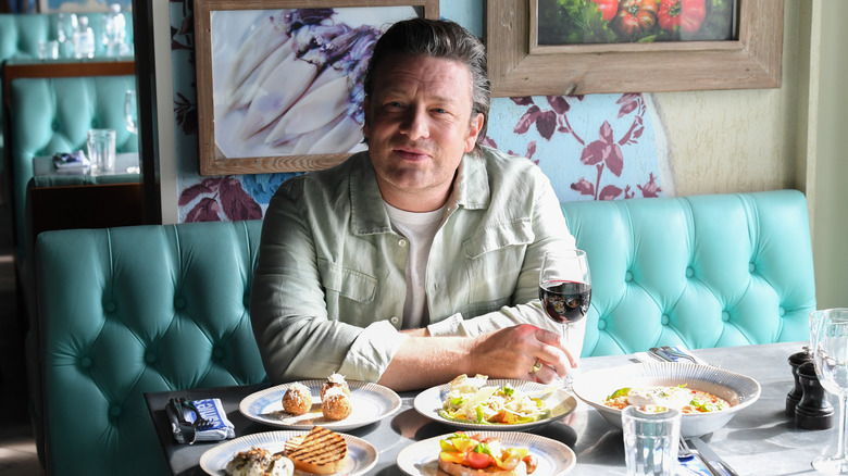 Jamie Oliver with red wine