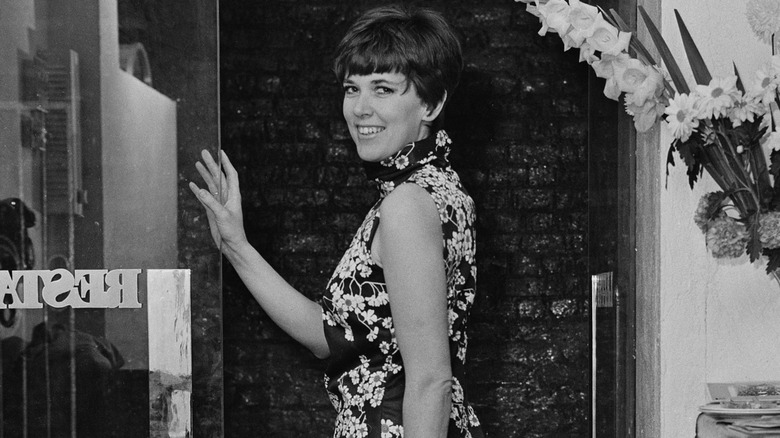 Black and white photo of Prue Leith in 1969