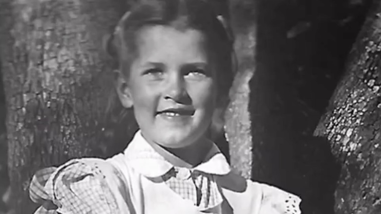 Black and white photo of Prue Leith as a young girl