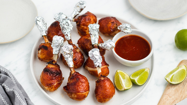 bbq chicken lollipops on plate