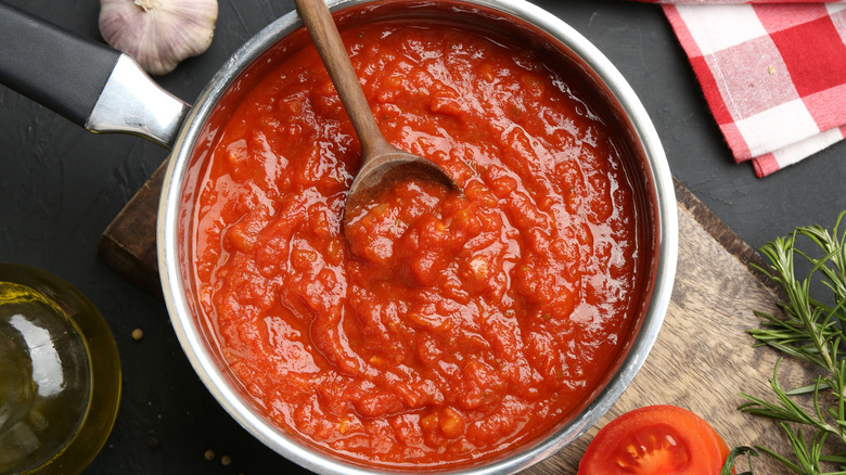 Tomato sauce in pot