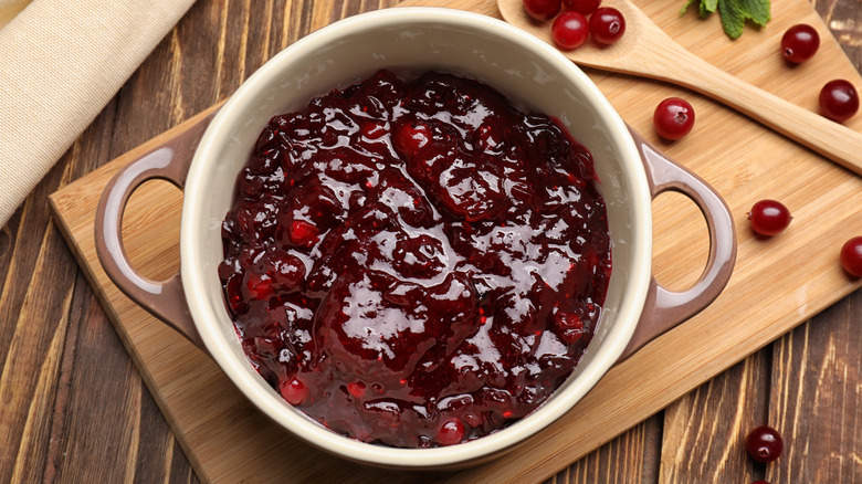 Cranberry sauce in a bowl