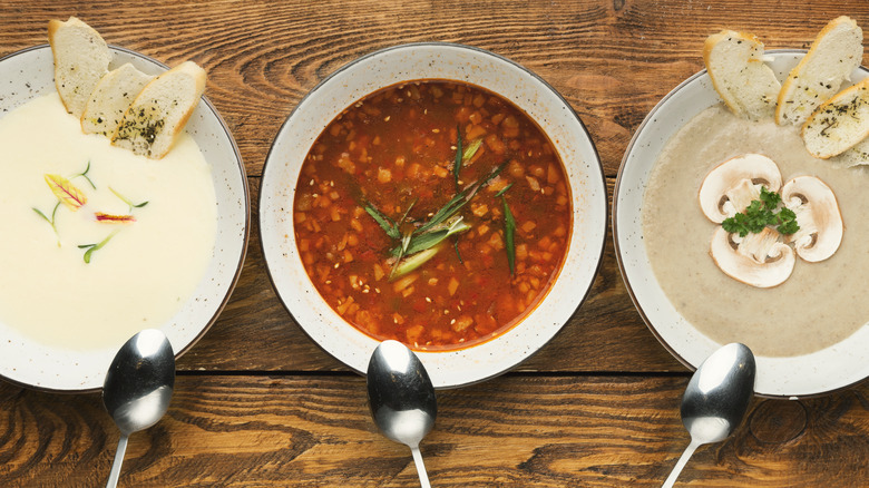 array of three soups