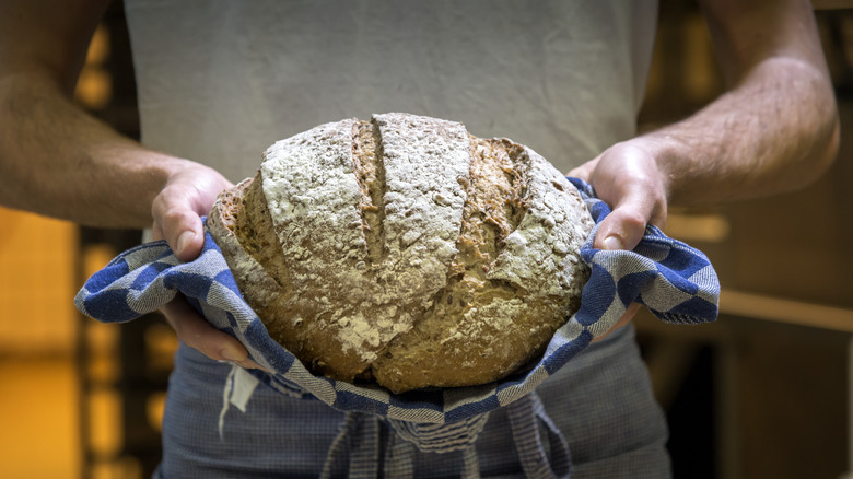 baked bread close up